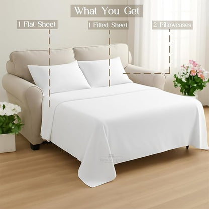 Sleeper Sofa Bed Sheet, 100% Cotton 400 Thread Count, 4 Piece Set, Deep Pocket - Image 9
