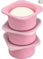 PLUS 1000ml Pizza Dough Proofing Containers for DIY family Artisan Pizza, Food Grade Silicone Stackable Boxes with Lids, Freezer, Fridge, Dishwasher Safe-Sprinkles Pattern-3 Pack (Cotton Candy)