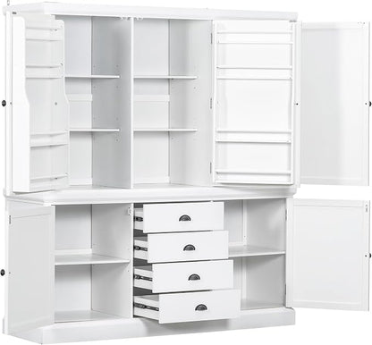 VilroCaz Freestanding Large Kitchen Pantry, Wooden Kitchen Organizers and - Image 6