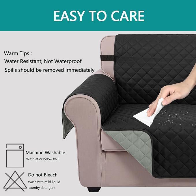 U-NICE HOME Reversible Recliner Chair Covers, Pet Friendly, Elastic Straps - Image 5