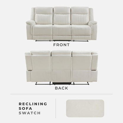 Lexicon Manual Double Reclining Sofa, Polished Microfiber Upholstered 3 Seater - Image 6