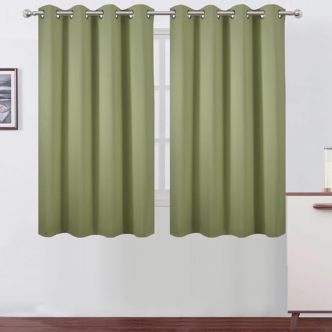 Sage Green Thermal Blackout Curtains/52 x 54 Inch/Set of 2 Panels Room by Lemomo