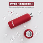 Slim Insulated Water Bottles for Travel 18oz with Clip, Double Wall Vacuum Stainless Steel Water Bottle Keeps Drinks Cold 24 Hrs/Hot 12 Hrs, 100% Leakproof, BPA Free（Red）