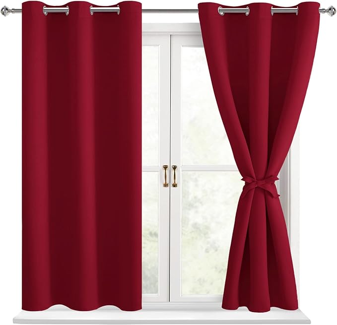 Blackout Curtains for Bedroom, Christmas Red 42 x 54 Inch, 2 Panels | Thermal by Hiasan