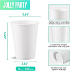 JOLLY PARTY 300 Pack 12 oz Disposable Paper Coffee Cup, Hot/Cold Beverage Drinking Cups for Water, White Paper Hot Coffee Cups