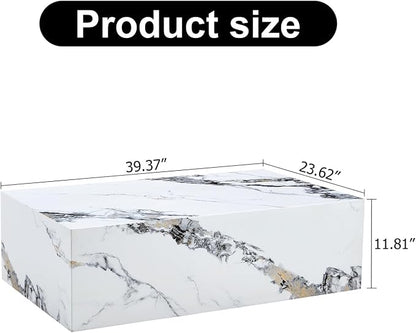 Faux Marble Coffee Table, Rectangle MDF Coffee Tables - Image 2