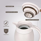 41 Oz Thermal Coffee Carafe Stainless Steel Insulated Thermos Double Wall Vacuum Flask Leak-Proof Thermos for Travel Office School Party Camping Use-Milk rice white