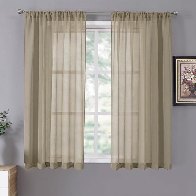 Tollpiz Sheer Curtains Linen Textured Living Room Curtain Sheers Light by Tollpiz