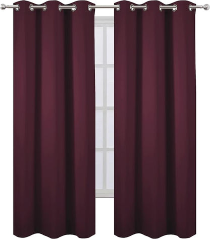 Burgundy Red Thermal Blackout Curtains/38 x 84 Inch/Set of 2 Panels Room - Image 2