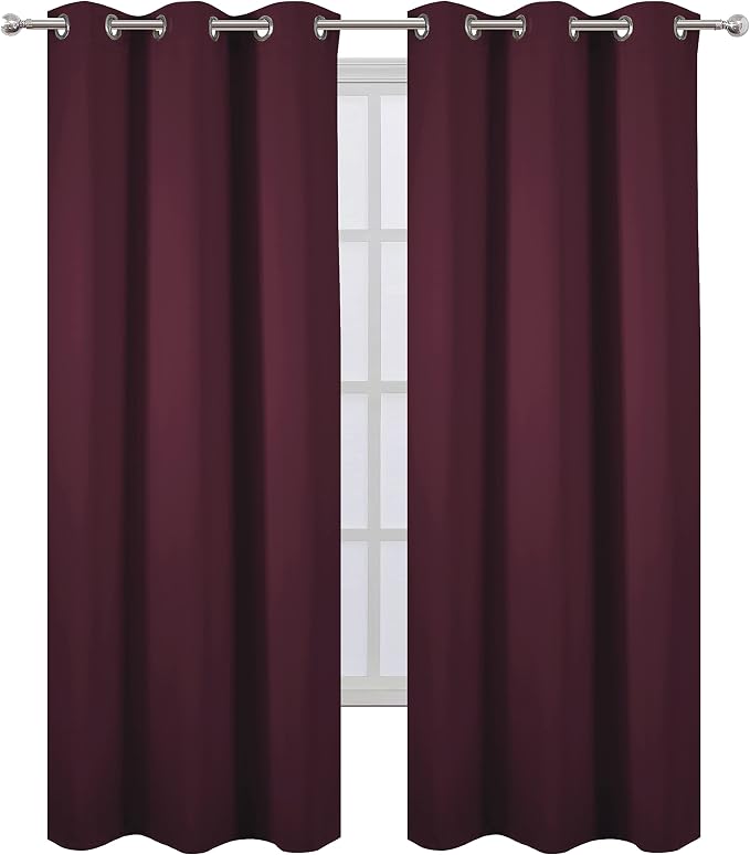 Burgundy Red Thermal Blackout Curtains/42 x 84 Inch/Set of 2 Panels Room - Image 2
