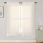 Cream Sheer Curtains 63 Inch Length 2 Panels Set by WelvetBLK