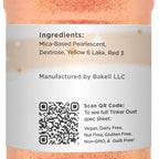 Bakell - Tinker Dust Creamsicle Orange Edible Glitter for Cakes, Cupcakes, Cake Pops, Drinks, Desserts and Beverages, 1x 45g Shaker Jar