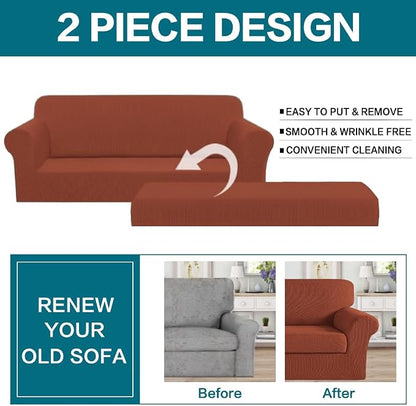 Turquoize Stretch Sofa Slipcover 2 Pieces Sofa Cover Couch Cover - Image 3