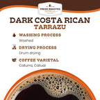 Fresh Roasted Coffee, Dark Costa Rican Tarrazu, 2 lb (32 oz), Dark Roast, Kosher, Whole Bean