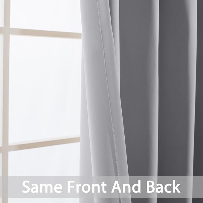 Yakamok Light Grey Room Darkening Curtains 96 inch Sliding Door Drapes | 1 - Image 3