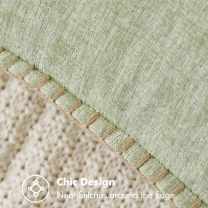 MIULEE Decorative Lumbar Throw Pillow Covers 12x20 Inch Light Green 2 Pack | - Image 2