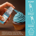 Bakell - Teal Tinker Dust (4g, 1x Mini Spray Pump) Edible Glitter for Food, Desserts, and Beverages!