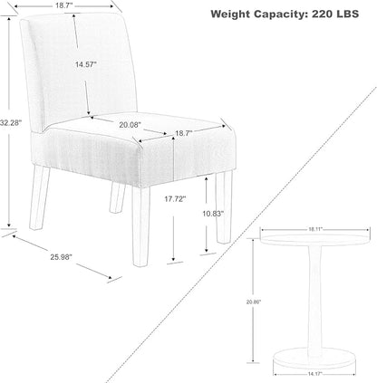 Set of 2 Accent Chairs with Matching Table, Linen Upholstered Solid Wood Side - Image 4