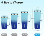 BJPKPK Insulated Tumbler with Handle, 30oz Insulated Tumblers with Lid and Straw, Stainless Steel Metal Water Bottles, Coffee Travel Mugs, Cups, Sky
