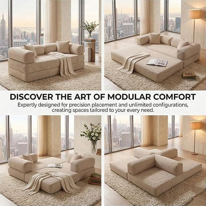 78" 4-in-1 Convertible Sofa Bed, Boneless Corduroy Sleeper Couch - Image 3