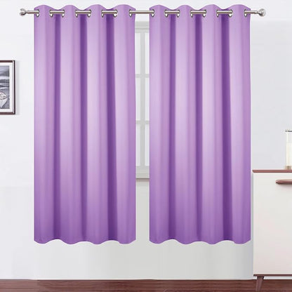 Blackout Curtains 66 x 72 Inch Long Lavender Curtains Set of 2 Panels Room by Lemomo