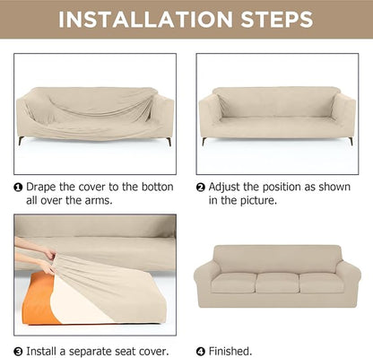 HunnmingRe Sofa Covers for 3 Cushion Couch Stretch Sofa and Loveseat Covers Set - Image 4