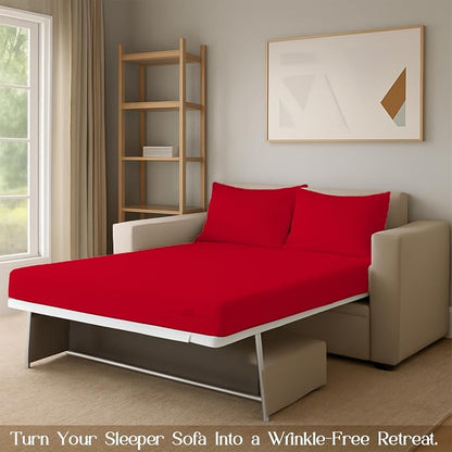 Sleeper Sofa Bed Sheet, 100% Cotton 400 Thread Count, 4 Piece Set, Deep Pocket - Image 7