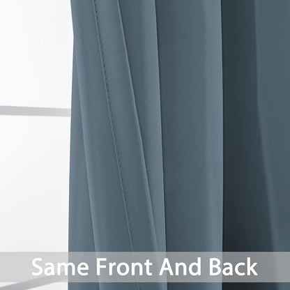 Yakamok Stone Blue Room Darkening Window Curtains 42x36 Inch - Image 3