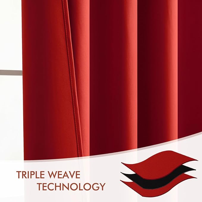 MIULEE Christmas Red Back Tab Blackout Curtains 52x102 Inch Long 2 Panels | Rod - Image 7