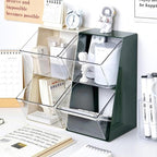 K Cup Holder, Large Capacity Tea Bag Organizer with 2 Drawers, Clear Coffee Pod Storage for Creamer, Sugar, Snack, Stationery, Cookies, Hair Tie - Green
