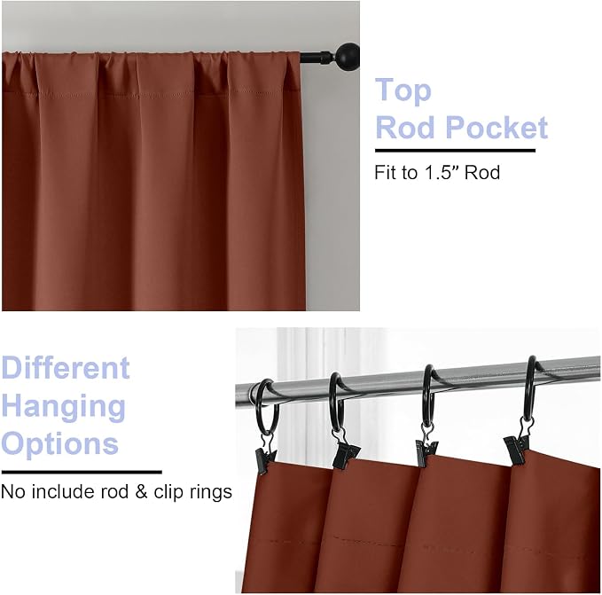 Simplebrand Ava Terracotta Blackout Curtains - Image 4