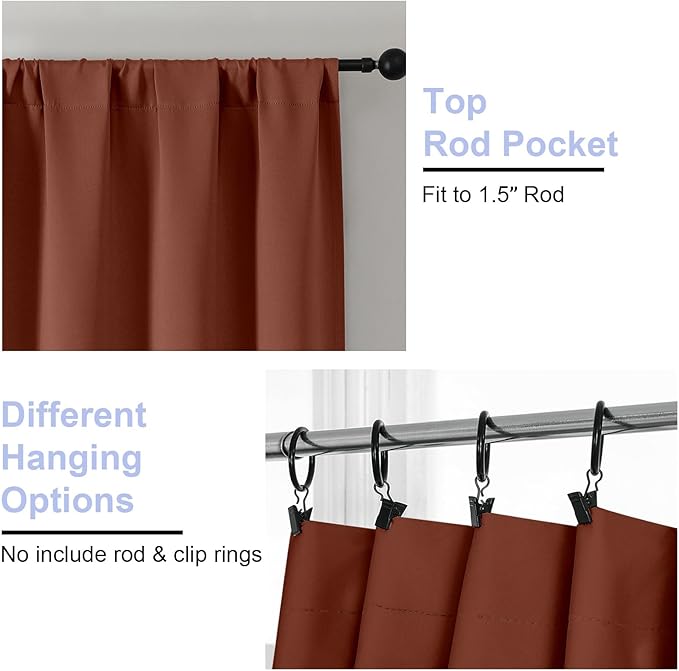 Simplebrand Ava Terracotta Short Blackout Curtains - Image 3