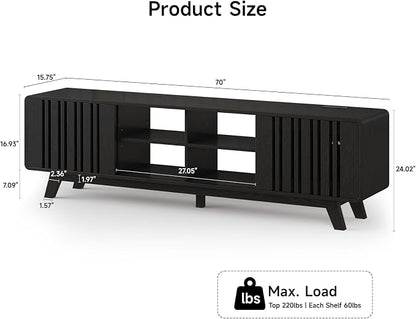 ONBRILL 70-Inch TV Stand for TVs up to 80 Inch, Mid-Century Modern Television - Image 2