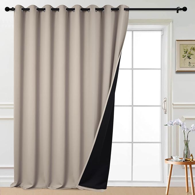 Yakamok Natural 100% Blackout Patio Door Curtain Panels W100 x L108, 1 Panel | by Yakamok