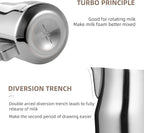 MHW-3BOMBER Milk Frothing Pitcher 450ml/15.2oz Milk Frother Cup Espresso Steaming Pitcher Stainless Steel Milk Frother Cup Barista Latte Art Round Spout Milk Jug P6001S-OS