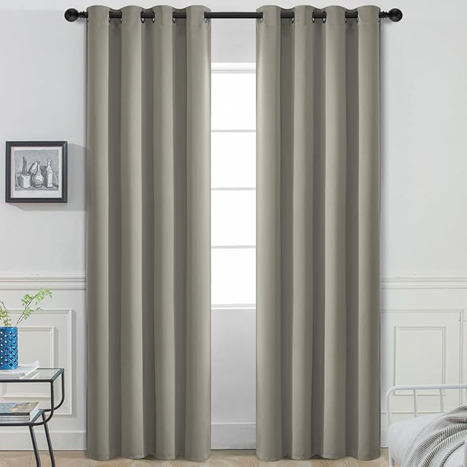Yakamok Room Darkening Curtains 52x84 inch Length Taupe-Living Room | 2 panels by Yakamok