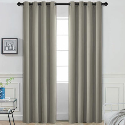 Yakamok Room Darkening Curtains 52x84 inch Length Taupe-Living Room | 2 panels by Yakamok