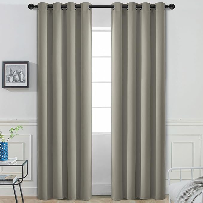 Yakamok Room Darkening Curtains 52x96 inch Length Taupe-Living Room | 2 panels by Yakamok