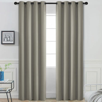 Yakamok Room Darkening Curtains 52x96 inch Length Taupe-Living Room | 2 panels by Yakamok