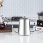 Easyworkz Gage Gooseneck Pour Over Coffee Kettle 20 oz Stainless Steel Hand Drip Long Narrow Spout, Silver