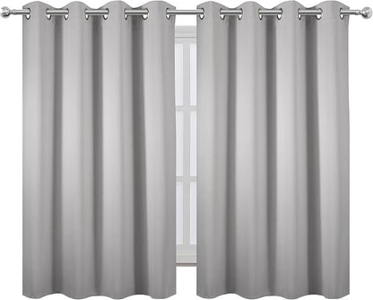 Blackout Curtains 52 x 45 inch/Light Grey Curtains Set of 2 Panels/Thermal - Image 2