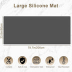 78.7"x23.6" Large Silicone Mat for Kitchen Counter, Heat Resistant Non-Slip Countertop Protector, Waterproof Silicone Craft Mat for Kitchen Island, Semitransparent