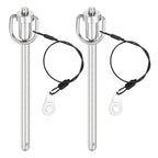 uxcell 2 Pcs Quick Release Pin, 5/16" x 4"(Dia. x L) Push-Button Ball Locking Pin 304 Stainless Steel Ring Handle Locking Pin with Wire for Audio Bimini Top Marine, Silver