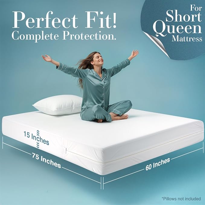 Utopia Bedding Mattress Protector Zippered Short Queen Size, 100% Waterproof - Image 2