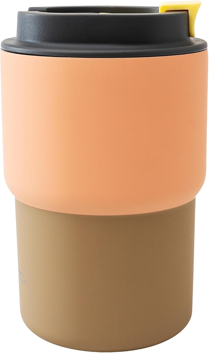 asobu Ultimate Stainless Steel Ceramic Inner Coating Coffee Mug with Double Walled Copper Lining Insulation, 12 Ounces (Peach)