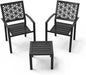 VINGLI 3-Piece Outdoor Bistro Set, Stackable Modern Metal Steel Table and Chairs by VINGLI