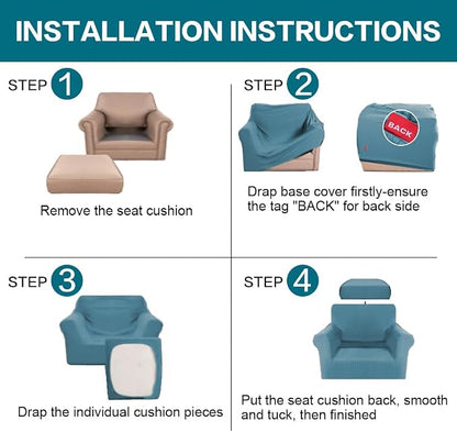 Turquoize 2 Piece Chair Covers Armchair Slipcovers - Image 6