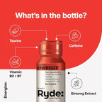 RYDE: Discovery Pack | Energize, Focus & Relax Shots | Green Tea Caffeine, Taurine, Ginseng, B Vitamins, L-Theanine, Lemon Balm, Chamomile | 0 Calories, 0 Sugar | Variety Pack – Try Them All (6 Pack)