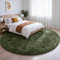 Amdrebio Olive Green Shag Round Area Rug 5Ft by Amdrebio