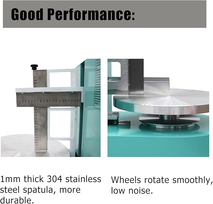 Cake Cream Spreading Coating Smearing Machine Cake Decorating Coating Machine Cake Cream Smoother Adjustable Cake Scraper for 4-12inch Cake 304 Stainless Steel Green